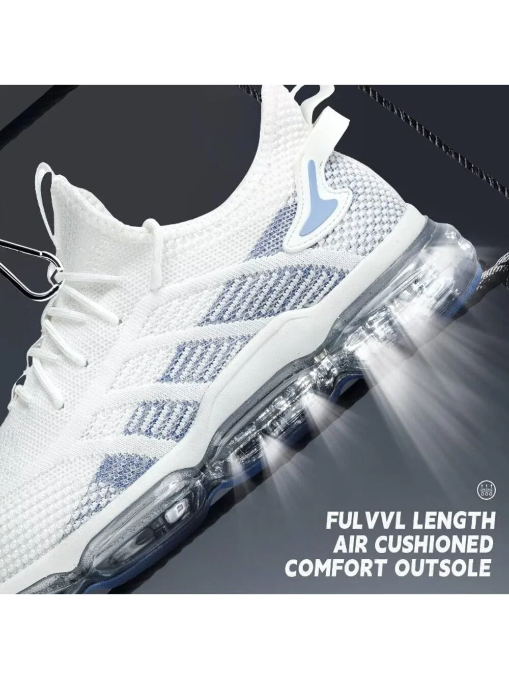 Men's White Blue Running Shoes Air Cushion Slip on Walking Tennis Sneakers